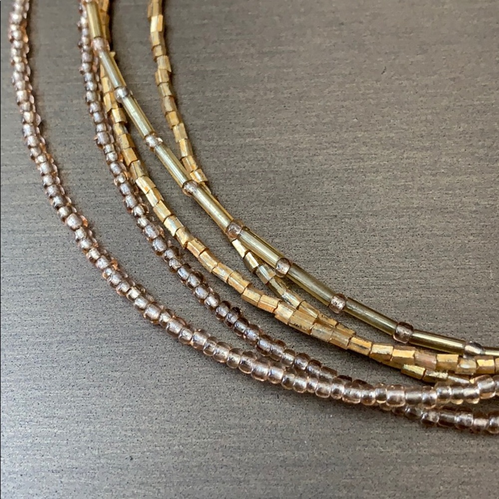 Beaded Necklace 5 Strands of Round & Barrel Beads